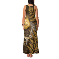 New Zealand Matariki Family Matching Tank Maxi Dress and Hawaiian Shirt Maori Koru With Humpback Whale Gold
