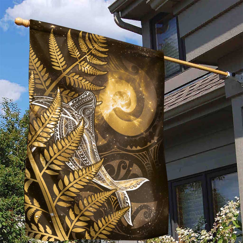 New Zealand Matariki Garden Flag Maori Koru With Humpback Whale Gold LT05 - Polynesian Pride