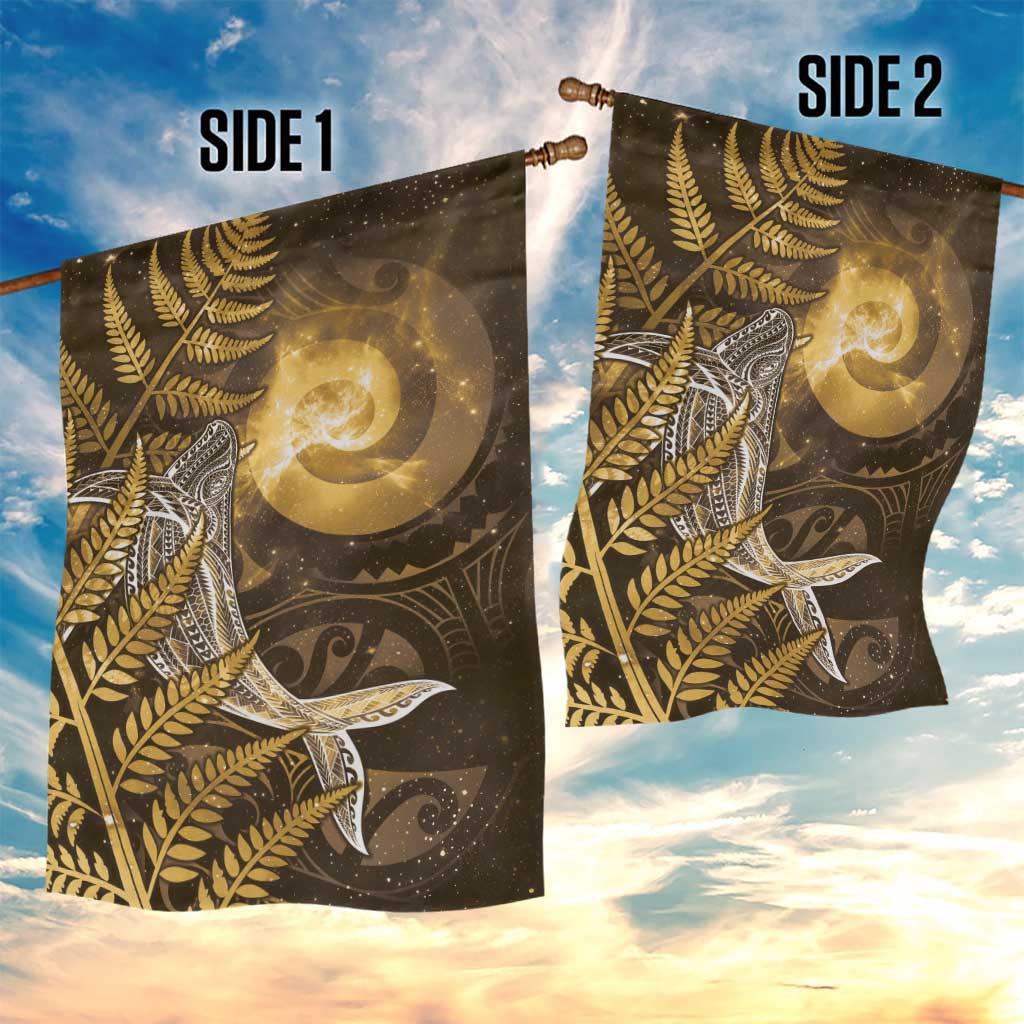 New Zealand Matariki Garden Flag Maori Koru With Humpback Whale Gold LT05 - Polynesian Pride