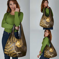 New Zealand Matariki Grocery Bag Maori Koru With Humpback Whale Gold LT05 - Polynesian Pride