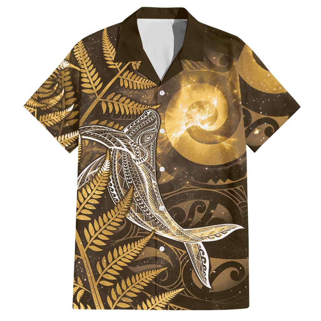 New Zealand Matariki Hawaiian Shirt Maori Koru With Humpback Whale Gold