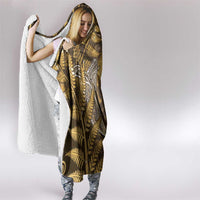 New Zealand Matariki Hooded Blanket Maori Koru With Humpback Whale Gold LT05 - Polynesian Pride
