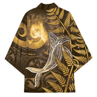 New Zealand Matariki Kimono Maori Koru With Humpback Whale Gold LT05 - Polynesian Pride