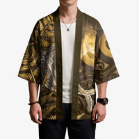 New Zealand Matariki Kimono Maori Koru With Humpback Whale Gold LT05 - Polynesian Pride