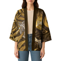 New Zealand Matariki Kimono Maori Koru With Humpback Whale Gold LT05 - Polynesian Pride