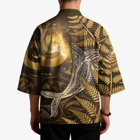 New Zealand Matariki Kimono Maori Koru With Humpback Whale Gold LT05 - Polynesian Pride