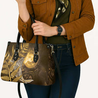 New Zealand Matariki Leather Bag Maori Koru With Humpback Whale Gold LT05 - Polynesian Pride