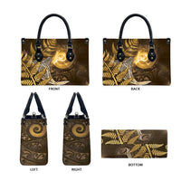 New Zealand Matariki Leather Bag Maori Koru With Humpback Whale Gold LT05 - Polynesian Pride