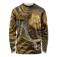 New Zealand Matariki Long Sleeve Shirt Maori Koru With Humpback Whale Gold