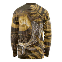 New Zealand Matariki Long Sleeve Shirt Maori Koru With Humpback Whale Gold