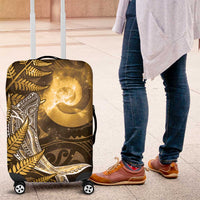 New Zealand Matariki Luggage Cover Maori Koru With Humpback Whale Gold