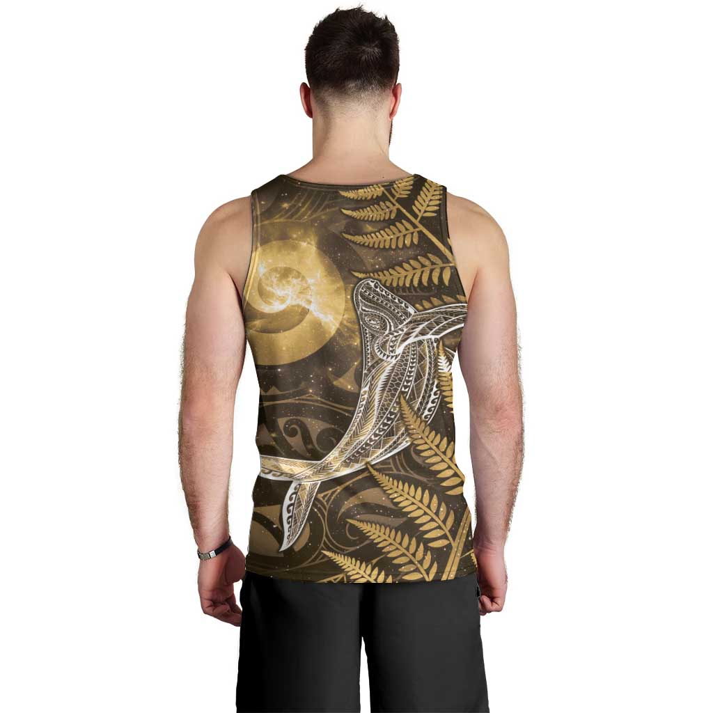 New Zealand Matariki Men Tank Top Maori Koru With Humpback Whale Gold