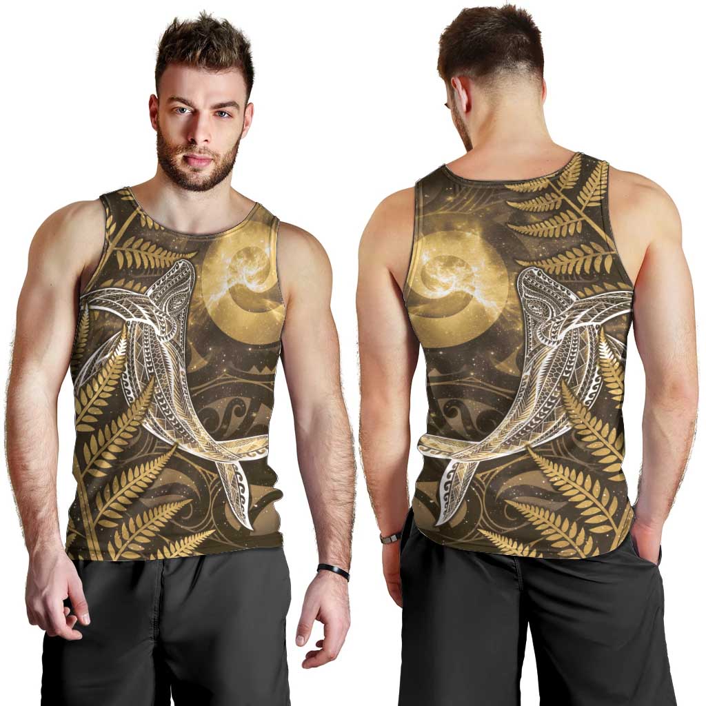 New Zealand Matariki Men Tank Top Maori Koru With Humpback Whale Gold