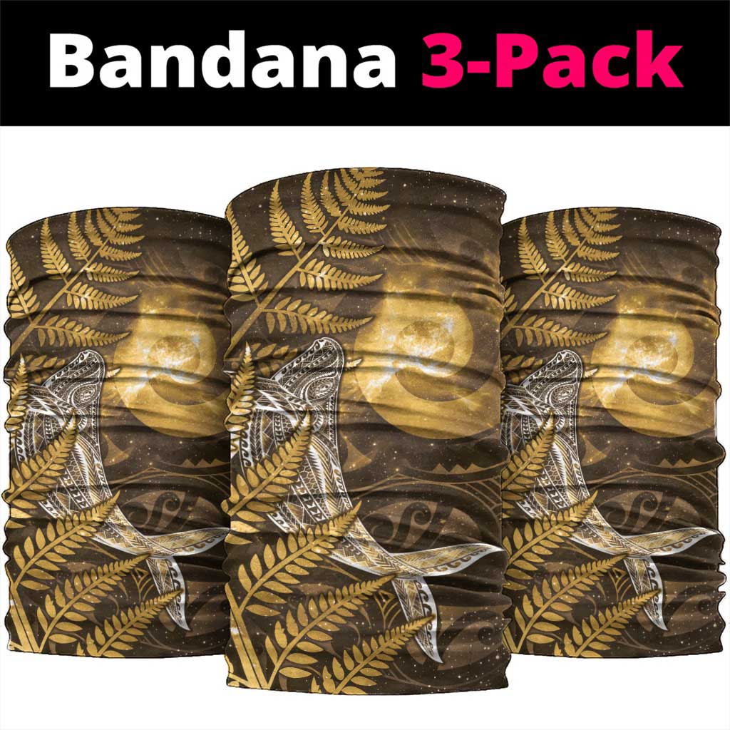 New Zealand Matariki Neck Gaiter Maori Koru With Humpback Whale Gold