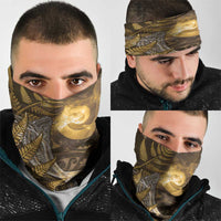 New Zealand Matariki Neck Gaiter Maori Koru With Humpback Whale Gold LT05 - Polynesian Pride