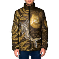 New Zealand Matariki Padded Jacket Maori Koru With Humpback Whale Gold LT05 Men Gold - Polynesian Pride