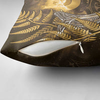 New Zealand Matariki Pillow Cover Maori Koru With Humpback Whale Gold LT05 - Polynesian Pride
