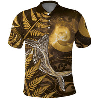 New Zealand Matariki Polo Shirt Maori Koru With Humpback Whale Gold LT05 Gold - Polynesian Pride