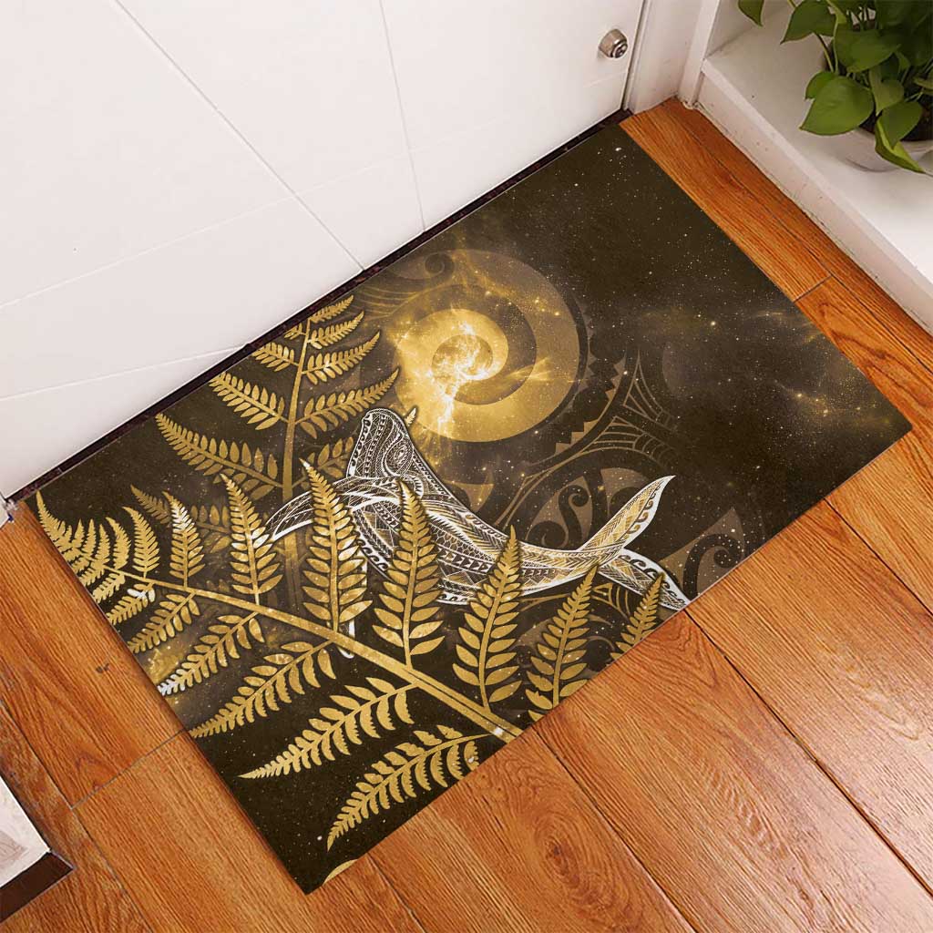 New Zealand Matariki Rubber Doormat Maori Koru With Humpback Whale Gold LT05 - Polynesian Pride