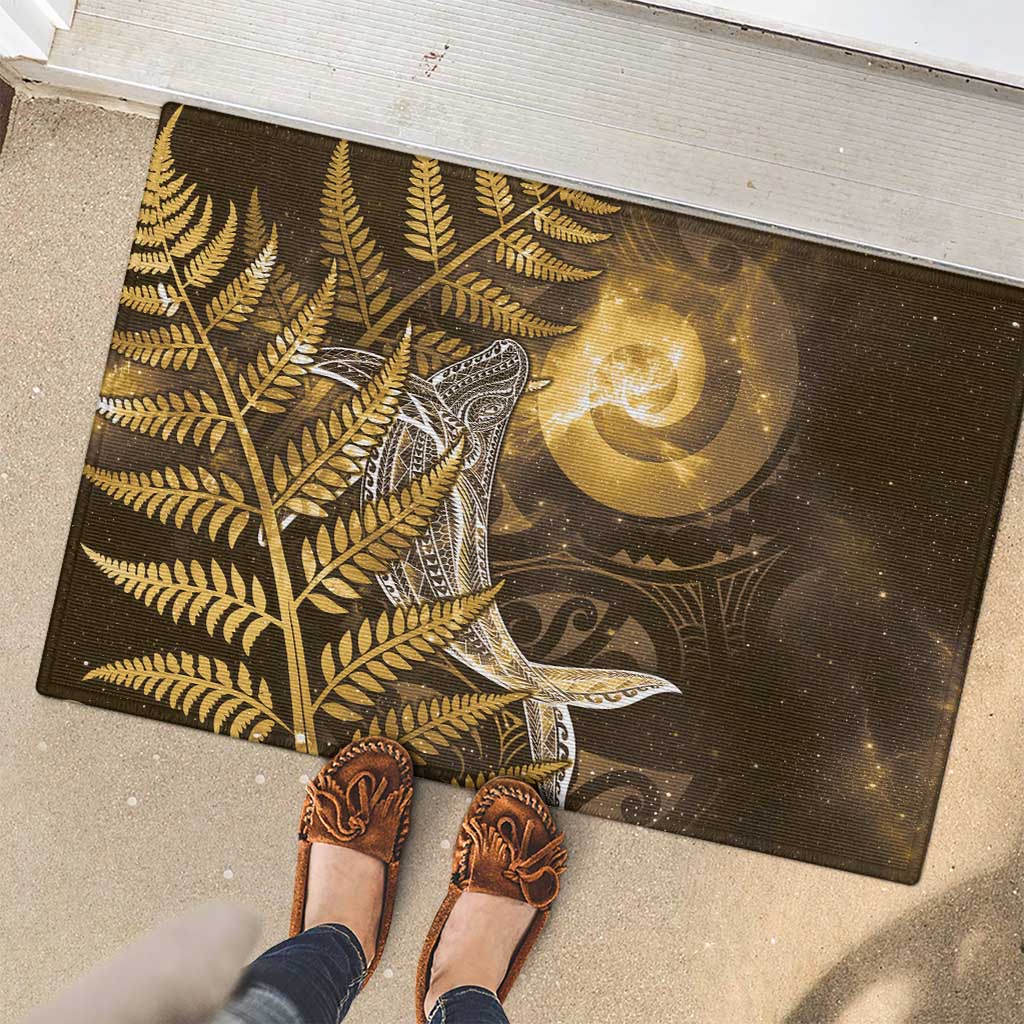 New Zealand Matariki Rubber Doormat Maori Koru With Humpback Whale Gold LT05 - Polynesian Pride