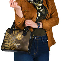 New Zealand Matariki Shoulder Handbag Maori Koru With Humpback Whale Gold LT05 - Polynesian Pride
