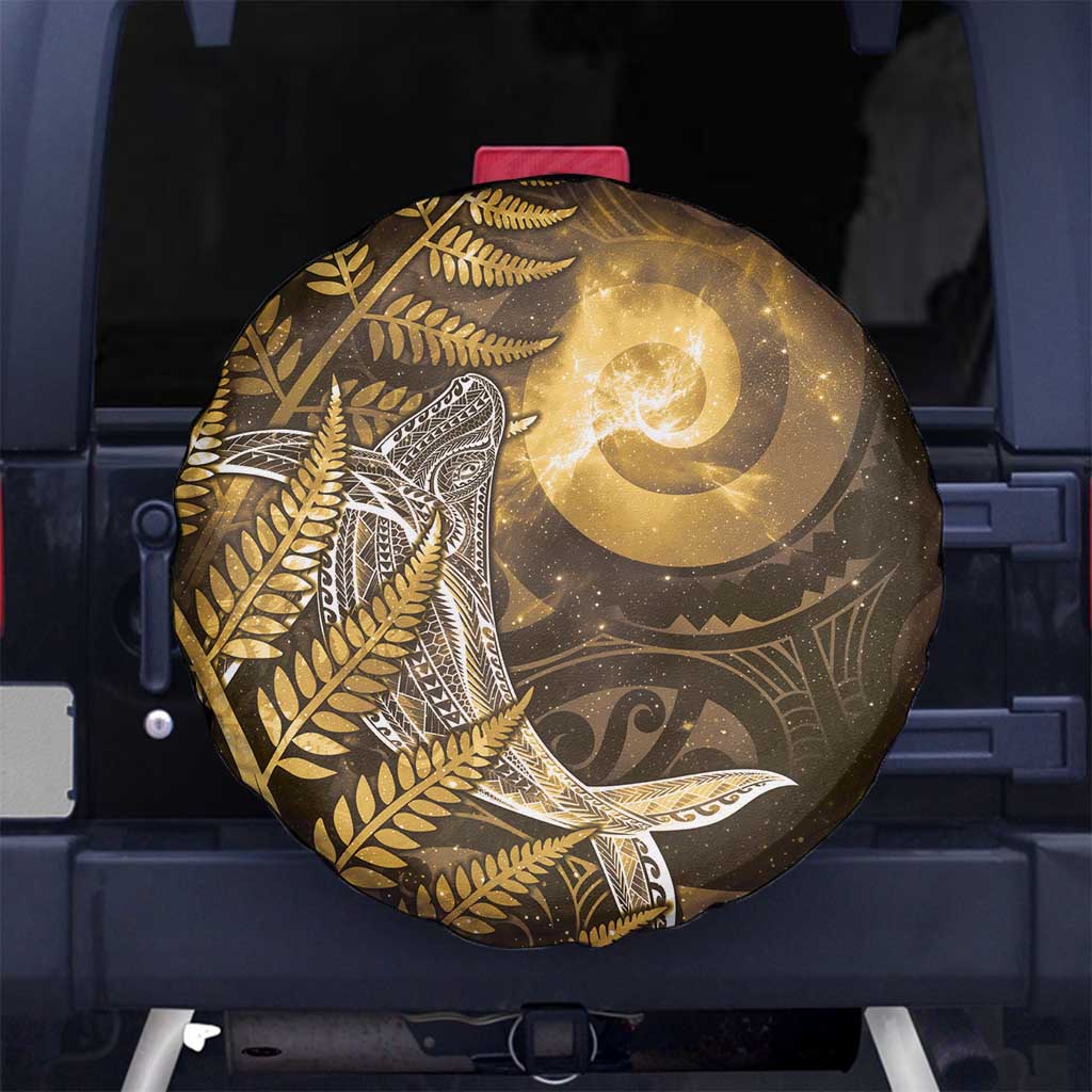 New Zealand Matariki Spare Tire Cover Maori Koru With Humpback Whale Gold