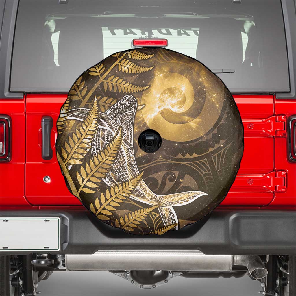 New Zealand Matariki Spare Tire Cover Maori Koru With Humpback Whale Gold LT05 - Polynesian Pride