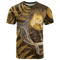 New Zealand Matariki T Shirt Maori Koru With Humpback Whale Gold LT05 Gold - Polynesian Pride