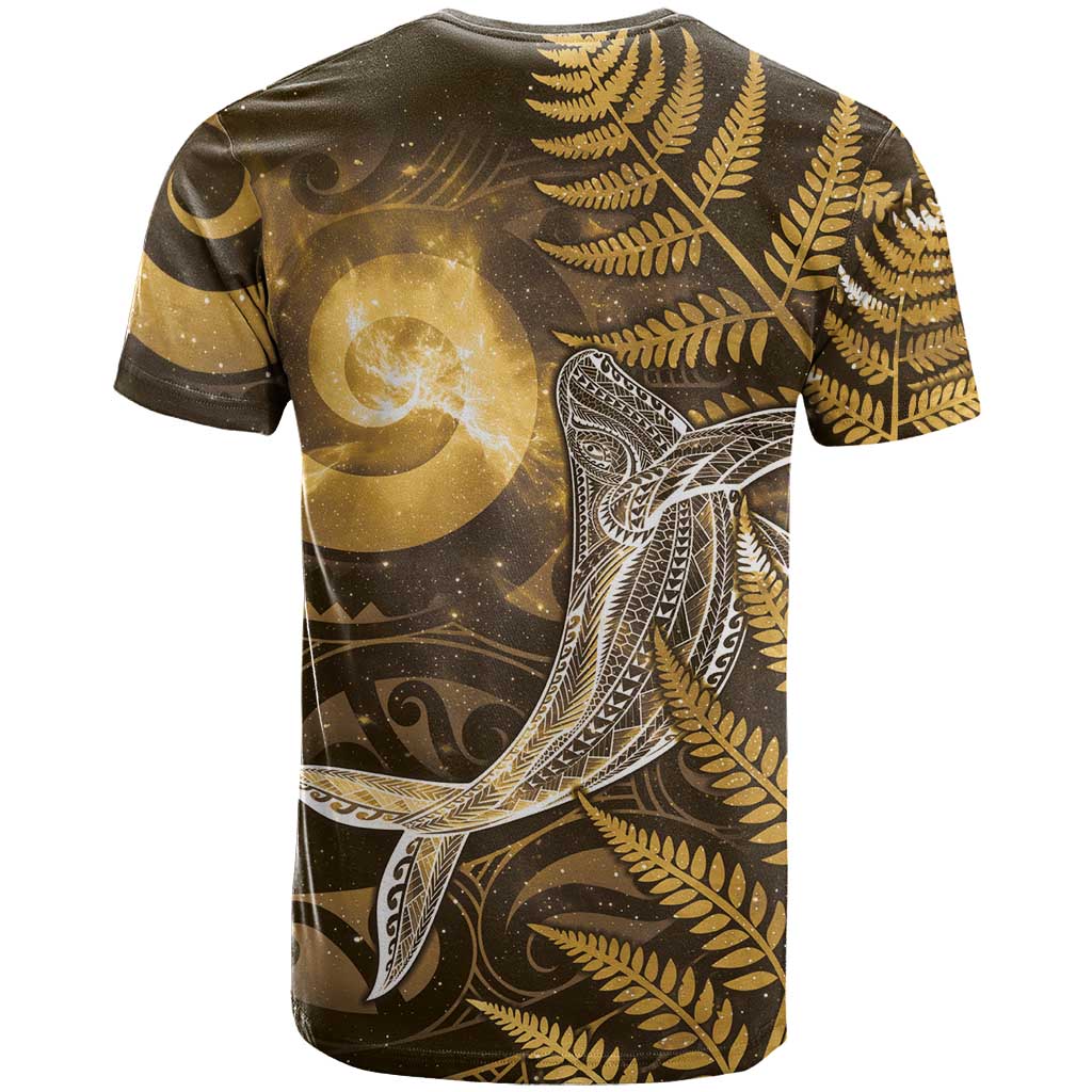 New Zealand Matariki T Shirt Maori Koru With Humpback Whale Gold LT05 - Polynesian Pride