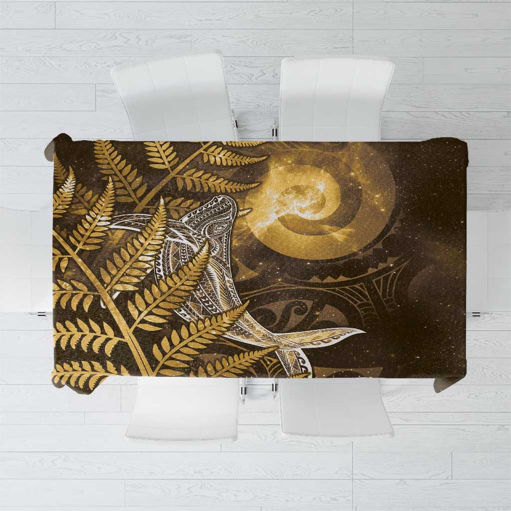 New Zealand Matariki Tablecloth Maori Koru With Humpback Whale Gold