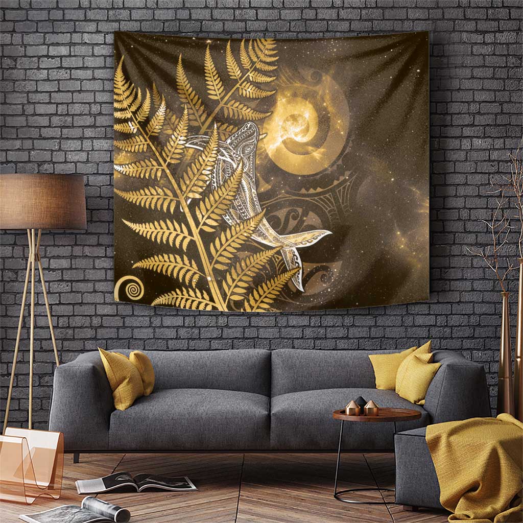 New Zealand Matariki Tapestry Maori Koru With Humpback Whale Gold