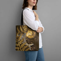 New Zealand Matariki Tote Bag Maori Koru With Humpback Whale Gold LT05 - Polynesian Pride