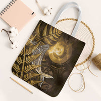 New Zealand Matariki Tote Bag Maori Koru With Humpback Whale Gold LT05 White Strap One Size Gold - Polynesian Pride