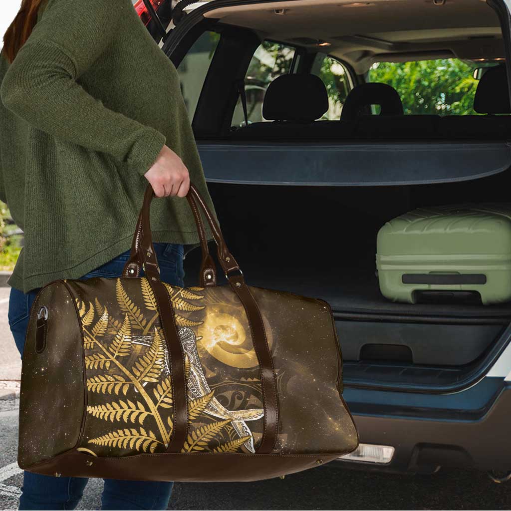 New Zealand Matariki Travel Bag Maori Koru With Humpback Whale Gold LT05 - Polynesian Pride
