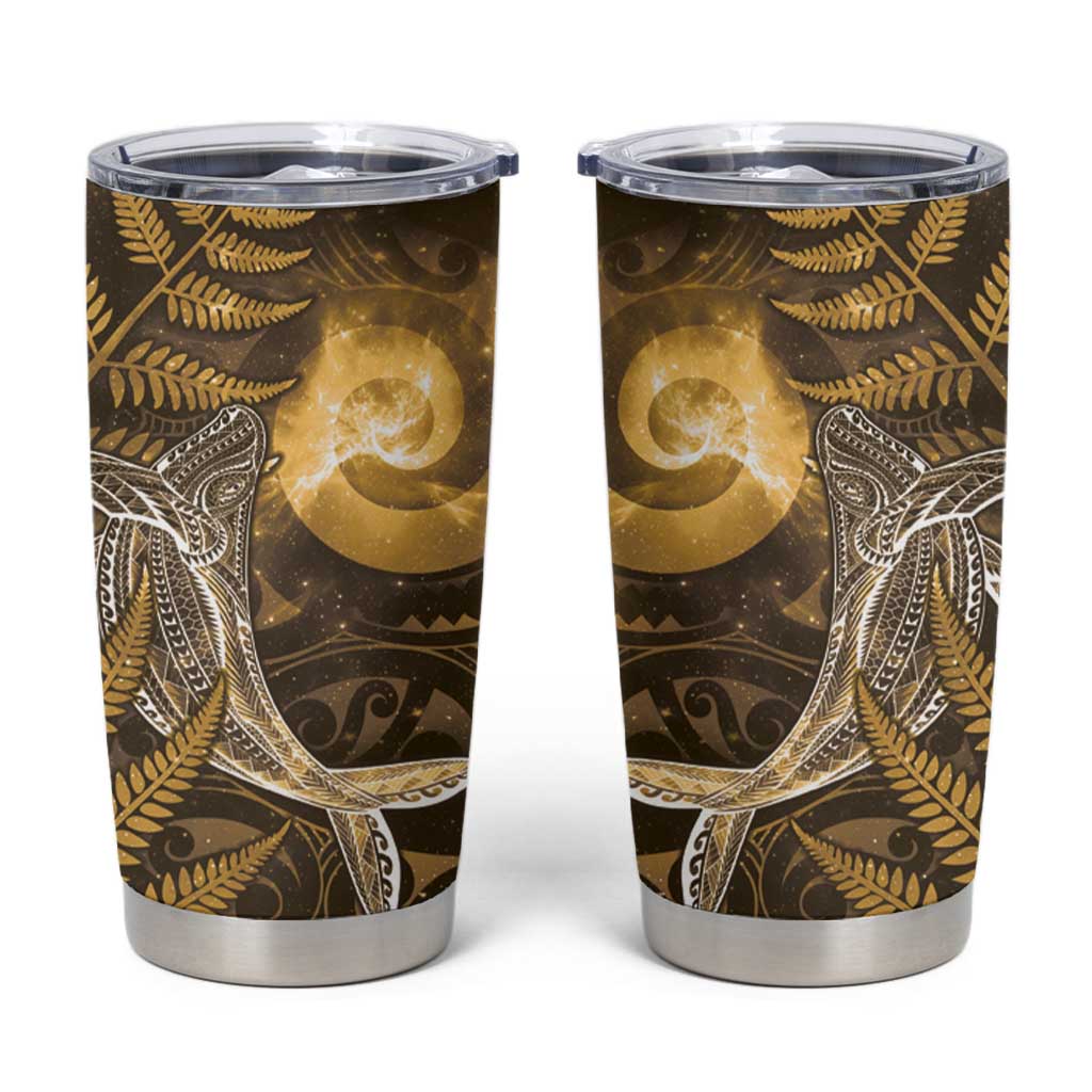 New Zealand Matariki Tumbler Cup Maori Koru With Humpback Whale Gold