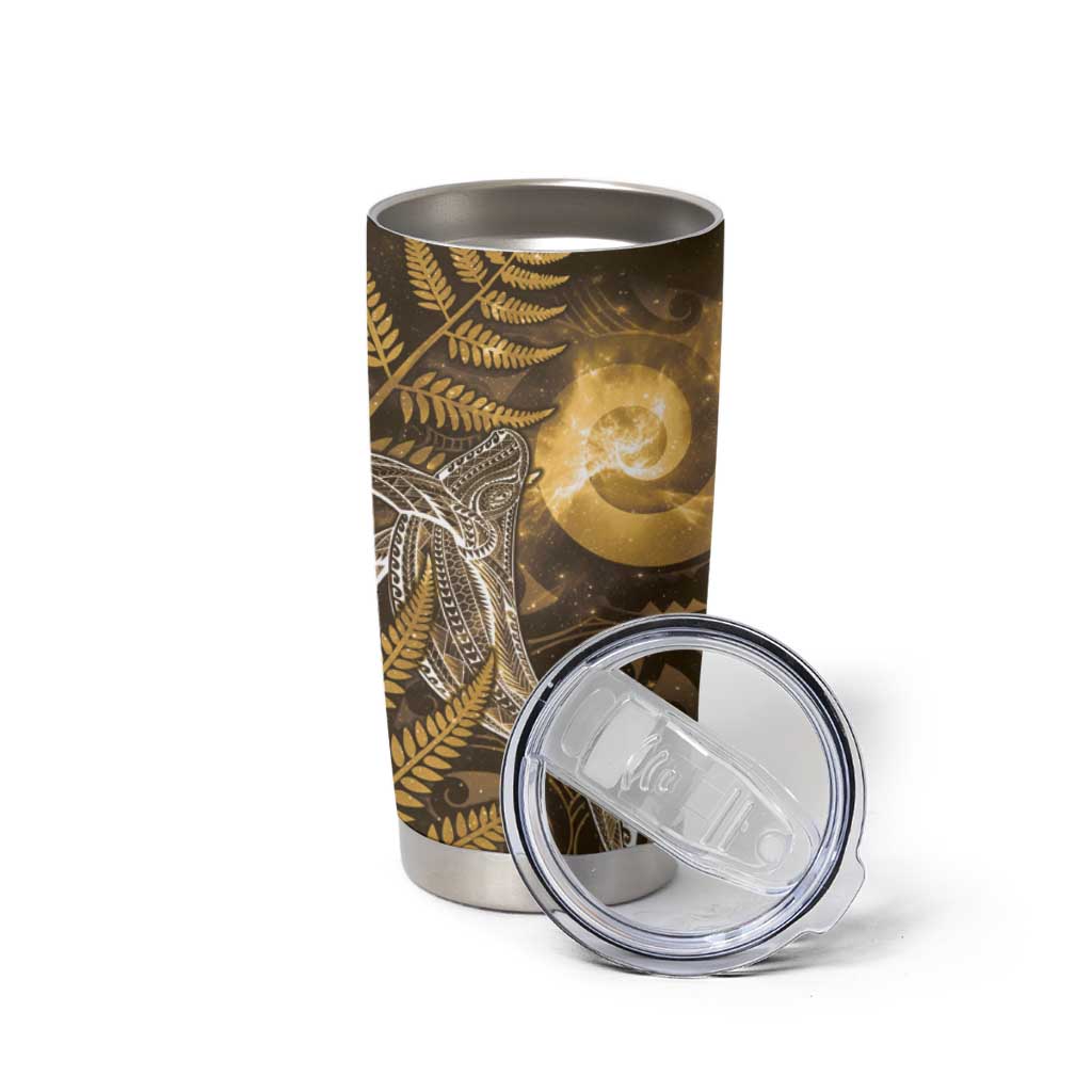 New Zealand Matariki Tumbler Cup Maori Koru With Humpback Whale Gold LT05 - Polynesian Pride