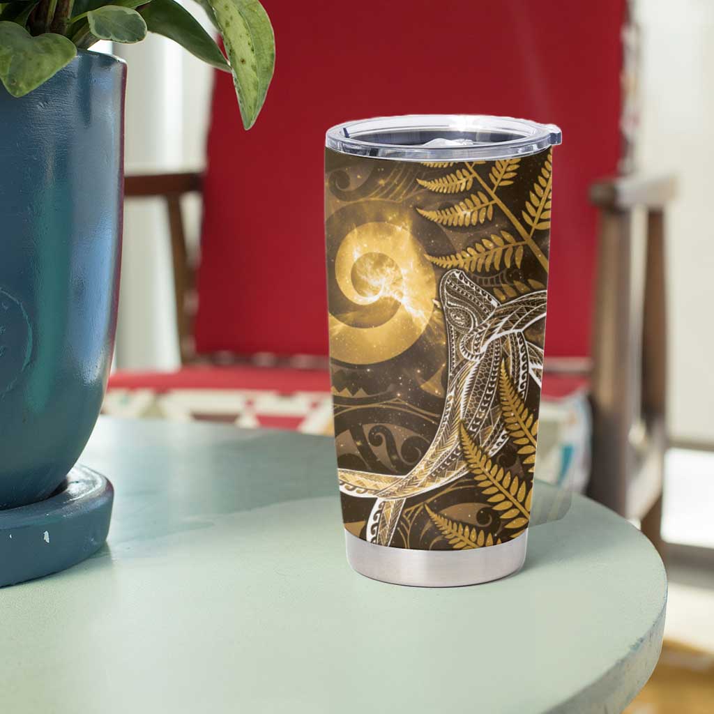 New Zealand Matariki Tumbler Cup Maori Koru With Humpback Whale Gold LT05 - Polynesian Pride