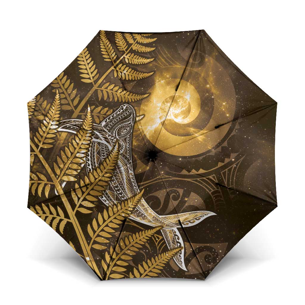 New Zealand Matariki Umbrella Maori Koru With Humpback Whale Gold