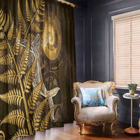 New Zealand Matariki Window Curtain Maori Koru With Humpback Whale Gold LT05 - Polynesian Pride