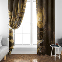 New Zealand Matariki Window Curtain Maori Koru With Humpback Whale Gold LT05 - Polynesian Pride