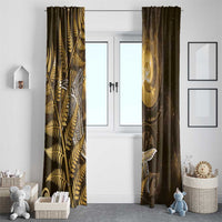 New Zealand Matariki Window Curtain Maori Koru With Humpback Whale Gold LT05 - Polynesian Pride