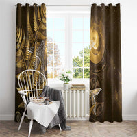New Zealand Matariki Window Curtain Maori Koru With Humpback Whale Gold LT05 - Polynesian Pride