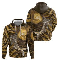 New Zealand Matariki Zip Hoodie Maori Koru With Humpback Whale Gold LT05 - Polynesian Pride