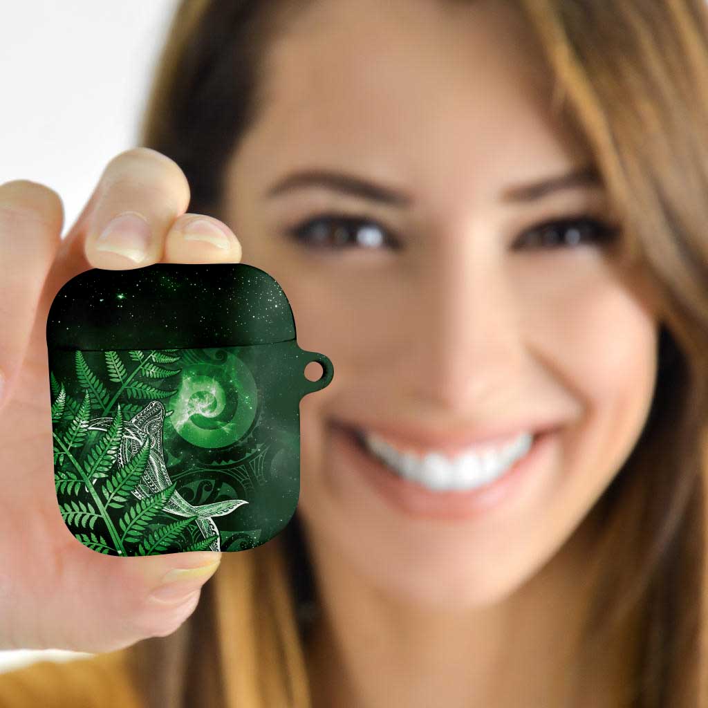 New Zealand Matariki AirPods Case Maori Koru With Humpback Whale Green LT05 - Polynesian Pride