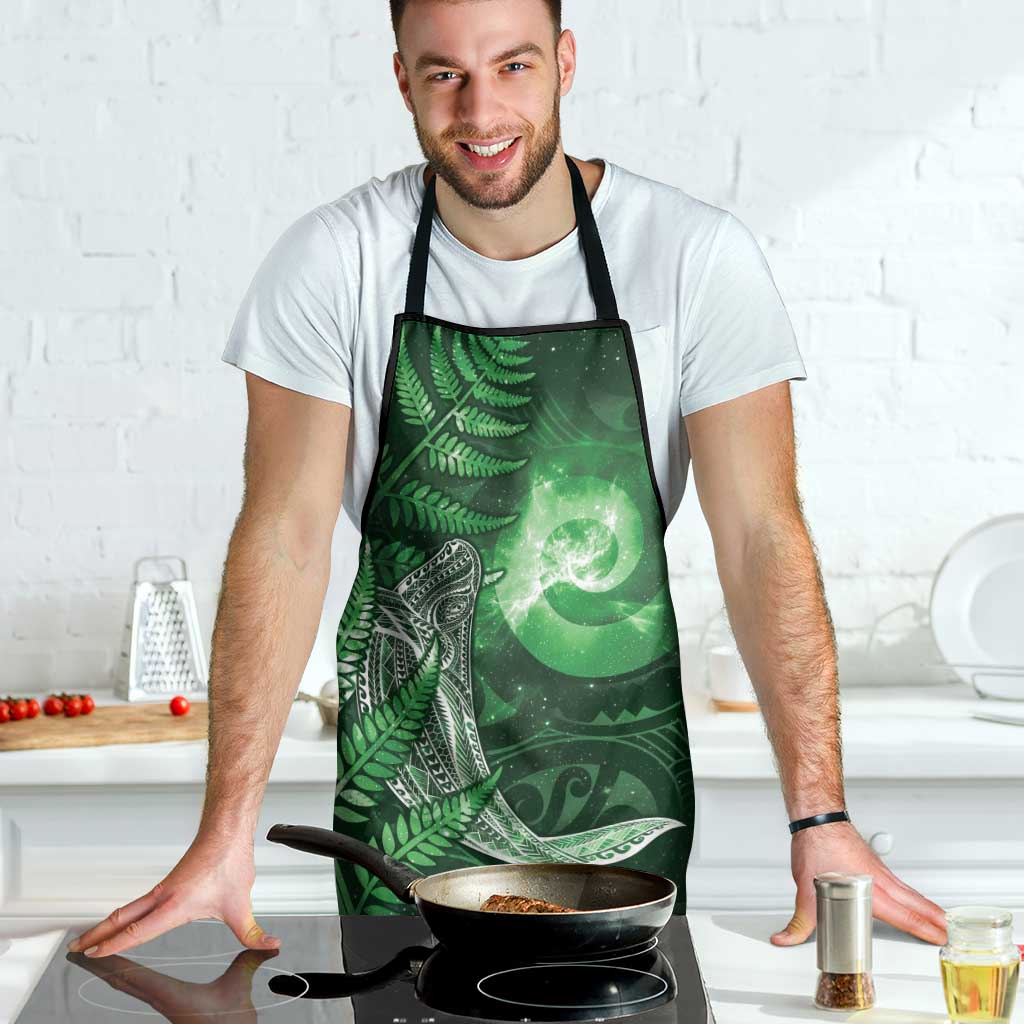 New Zealand Matariki Apron Maori Koru With Humpback Whale Green LT05 - Polynesian Pride