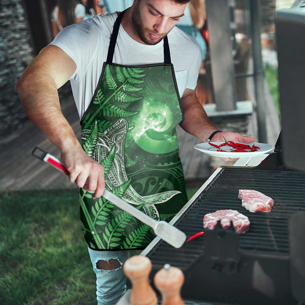 New Zealand Matariki Apron Maori Koru With Humpback Whale Green LT05 - Polynesian Pride