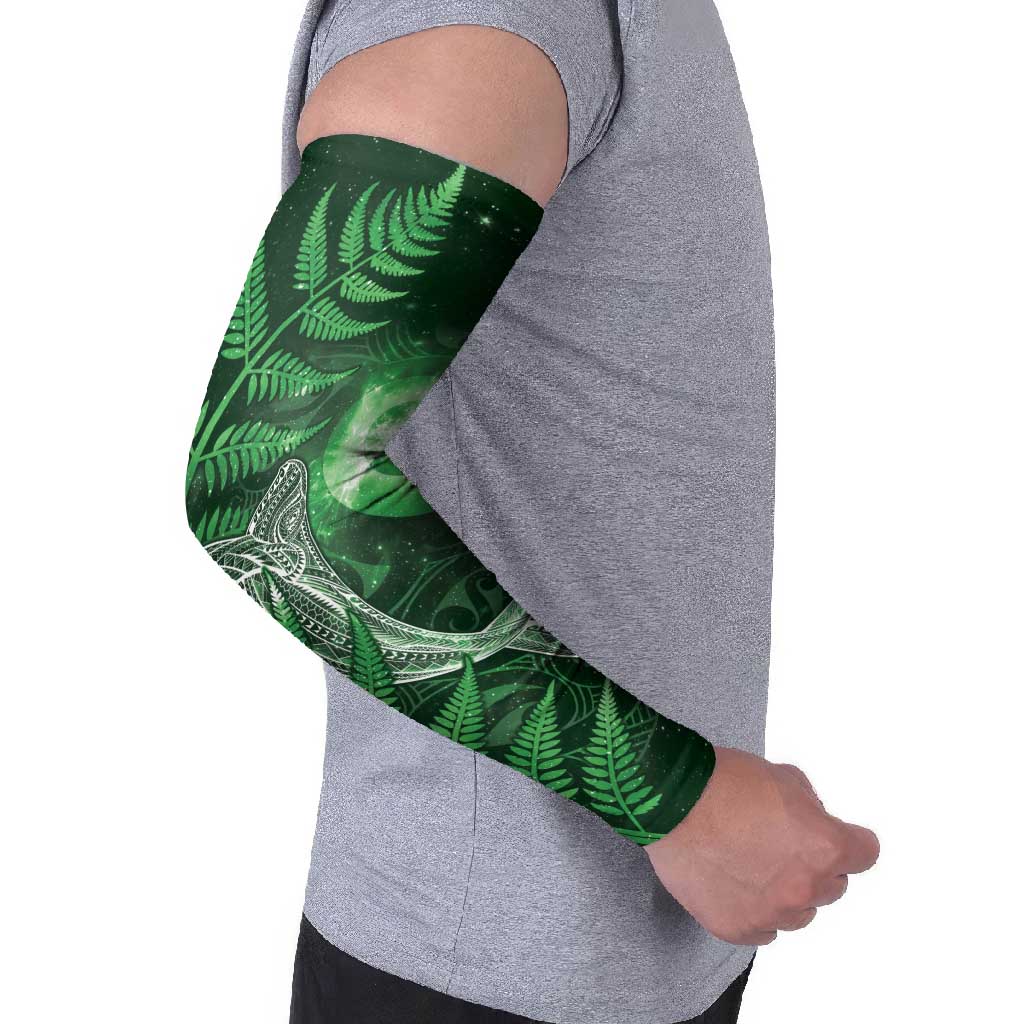 New Zealand Matariki Arm Sleeves Maori Koru With Humpback Whale Green LT05 - Polynesian Pride