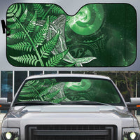 New Zealand Matariki Auto Sun Shade Maori Koru With Humpback Whale Green LT05 Green - Polynesian Pride