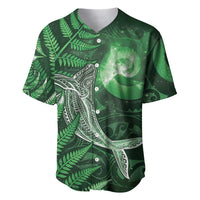 New Zealand Matariki Baseball Jersey Maori Koru With Humpback Whale Green LT05 Green - Polynesian Pride