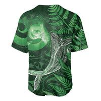 New Zealand Matariki Baseball Jersey Maori Koru With Humpback Whale Green LT05 - Polynesian Pride